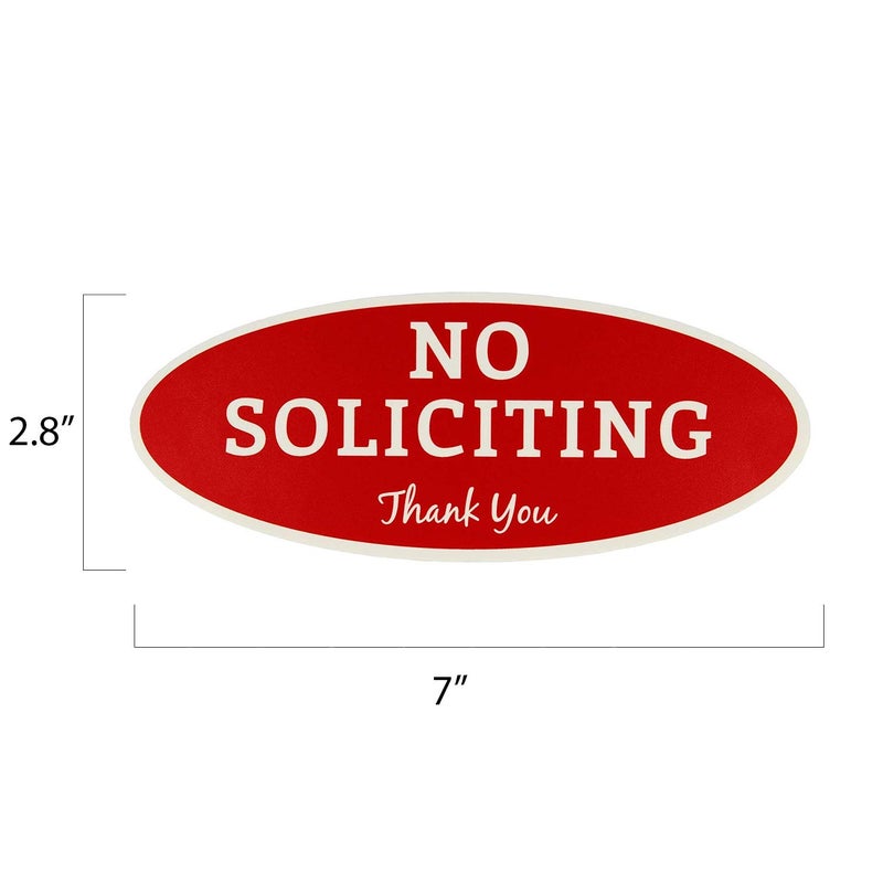 ExcelMark No Soliciting Sign for House or Business â€“ Durable Indoor/Outdoor Sign â€“ Easily Attach to Front Door - UV and Weather Resistant (Medium - 2.8"x 7", Red with White Letters) - Image 1